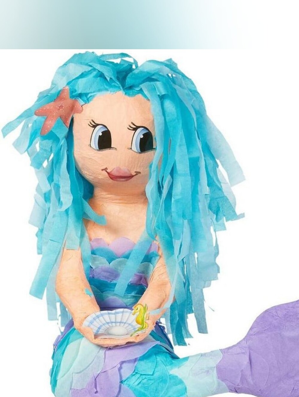 Mermaid Paper Piñata with Blue Hair